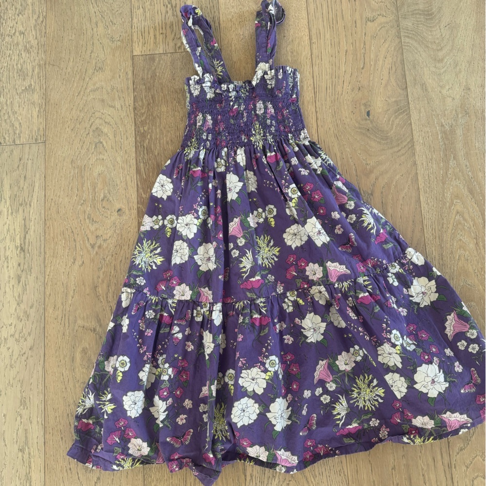 Tea Collection Girls Smocked Floral Dress Size 6 Purple